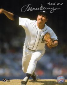 Juan Berenguer Signed Detroit Tigers Pitching White Jersey Action 8x10 Photo
