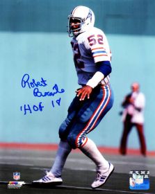 Robert Brazile Signed Houston Oilers White Jersey Action 8x10 Photo w/HOF'18