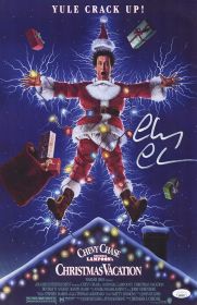 Chevy Chase Signed Christmas Vacation 11×17 Movie Poster (In White) (JSA)