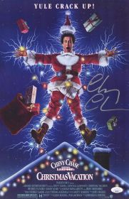 Chevy Chase Signed Christmas Vacation 11×17 Movie Poster (In Silver) (JSA)