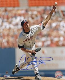 Chuck Finley Signed Angels White Jersey Pitching 8x10 Photo