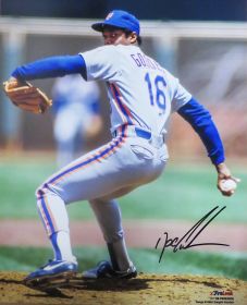Dwight 'Doc' Gooden Signed New York Mets Pitching Grey Jersey Action 8x10 Photo