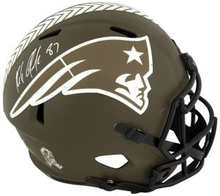 Rob Gronkowski Signed New England Patriots Salute to Service Riddell Full Size Speed Replica Helmet