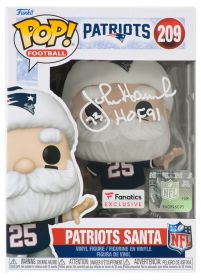 John Hannah Signed New England Patriots 'SANTA' Funko Pop Doll #209 w/HOF'91