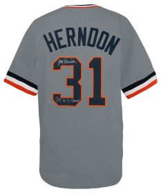 Larry Herndon Signed Grey Custom Baseball Jersey w/84 WS Champs