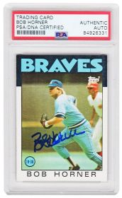 Bob Horner Signed Atlanta Braves 1986 Topps Baseball Trading Card #220 - (PSA Encapsulated)