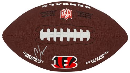 Chad Johnson Signed Cincinnati Bengals Wilson Brown Team Logo Full Size Football