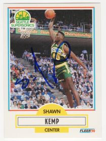 Shawn Kemp Signed Seattle Supersonics 1990 Fleer Rookie Basketball Trading Card #178
