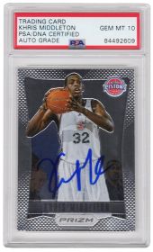 Khris Middleton Signed Detroit Pistons 2012 Panini Prizm Rookie Card #285 (PSA/DNA Encapsulated - Auto Grade 10)