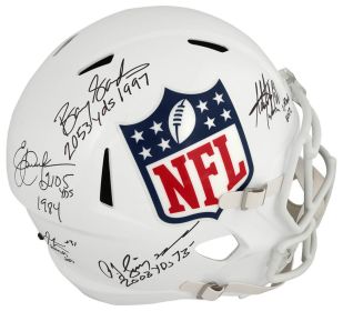 2,000 Yard Rushing Club Signed NFL Logo Riddell Full Size Speed Replica Helmet w/5 Signatures & Yard Totals