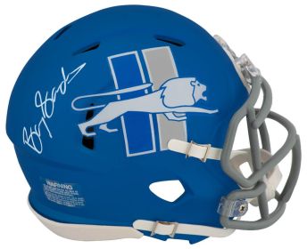 Barry Sanders Signed Detroit Lions 2023 Alternate Blue Riddell Speed Mini Helmet