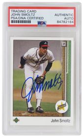 John Smoltz Signed Atlanta Braves 1989 Upper Deck Baseball Rookie Card #17 (PSA Encapsulated)