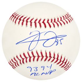 Frank Thomas Signed Rawlings Official MLB Baseball w/93, 94 AL MVP