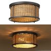 p2-Light Natural Bohemian Rattan Flush Mount Ceiling Light