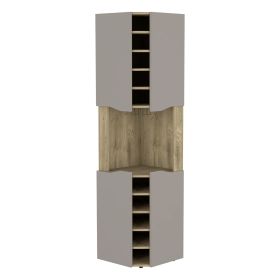 Corner Bar Cabinet Bell, Living Room, Aged Oak / Taupe