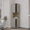 Corner Bar Cabinet Bell, Living Room, Aged Oak / Taupe