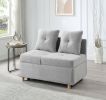 Single Sofa Bed with Pullout Sleeper, Convertible Folding Futon Chair, Lounge Chair Set with 2pcs Pillow, Light Gray color fabric