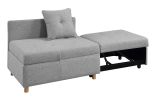 Single Sofa Bed with Pullout Sleeper, Convertible Folding Futon Chair, Lounge Chair Set with 2pcs Pillow, Light Gray color fabric