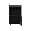 DEPOT E-SHOP Sims 35" H Bar Cart with Two Shelves four Wine Cubbies and One Cabinet,Black