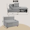 Single Sofa Bed with Pullout Sleeper, Convertible Folding Futon Chair, Lounge Chair Set with 2pcs Pillow, Light Gray color fabric