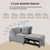 Single Sofa Bed with Pullout Sleeper, Convertible Folding Futon Chair, Lounge Chair Set with 2pcs Pillow, Light Gray color fabric