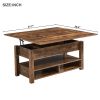 [VIDEO provided] ON-TREND Lift Top Coffee Table, Multi-Functional Coffee Table with Open Shelves, Modern Lift Tabletop Dining Table for Living Room, H