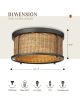 p2-Light Natural Bohemian Rattan Flush Mount Ceiling Light