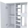 DEPOT E-SHOP Magda Bar Cart, Four Casters, Single Door Cabinet, Two External Shelves, White