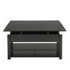 ON-TREND Lift Top Coffee Table, Multi-Functional Coffee Table with Open Shelves, Modern Lift Tabletop Dining Table for Living Room, Home Office, Black