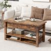 [VIDEO provided] ON-TREND Lift Top Coffee Table, Multi-Functional Coffee Table with Open Shelves, Modern Lift Tabletop Dining Table for Living Room, H