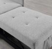 Single Sofa Bed with Pullout Sleeper, Convertible Folding Futon Chair, Lounge Chair Set with 2pcs Pillow, Light Gray color fabric