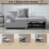 Single Sofa Bed with Pullout Sleeper, Convertible Folding Futon Chair, Lounge Chair Set with 2pcs Pillow, Light Gray color fabric