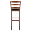 Simone Cushion Ladder-back Seat Bar Stools; 2-Pc Set; Black & Walnut