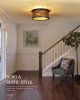p2-Light Natural Bohemian Rattan Flush Mount Ceiling Light