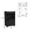 DEPOT E-SHOP Sims 35" H Bar Cart with Two Shelves four Wine Cubbies and One Cabinet,Black