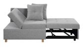 Single Sofa Bed with Pullout Sleeper, Convertible Folding Futon Chair, Lounge Chair Set with 2pcs Pillow, Light Gray color fabric