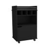 DEPOT E-SHOP Sims 35" H Bar Cart with Two Shelves four Wine Cubbies and One Cabinet,Black
