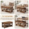 [VIDEO provided] ON-TREND Lift Top Coffee Table, Multi-Functional Coffee Table with Open Shelves, Modern Lift Tabletop Dining Table for Living Room, H